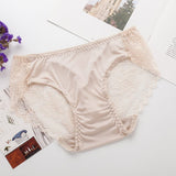 Luxury Sexy Silk Panties Soft Lace Silk Underwear Women Breathable silk Panties