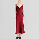 22 Momme Full Length Cowl Neck Silk Dress Chic Slip Dress 100% Mulberry Silk Dress - slipintosoft