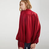 22 Momme Womens Luxury Silk Blouse 100% Pure Silk Long Sleeves Shirt Oversize Top - slipintosoft