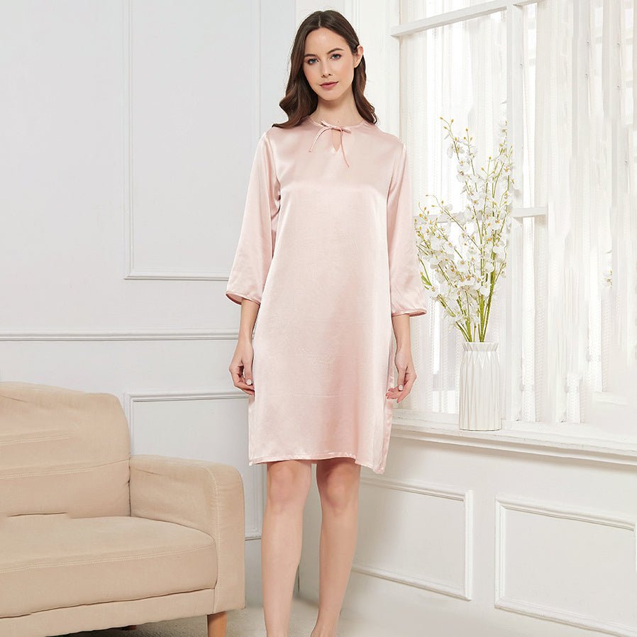Mulberry Silk Nightgown For Women Long sleeves Silk Sleepwear Nightdress