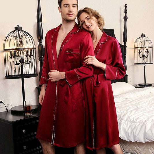 Classic Silk Matching Robe long silk robe For Couple mens silk robes silk robes for women
