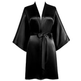 Classic Ladies Short Silk Robe 100% Mulberry Silk Robe With Belt Luxury Silk Bathrobe - slipintosoft