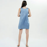 Dusty Blue Silk Tank Nightdress - slipintosoft