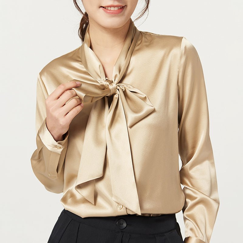 Bow-tie Neck Silk Blouse for women Silk Shirt