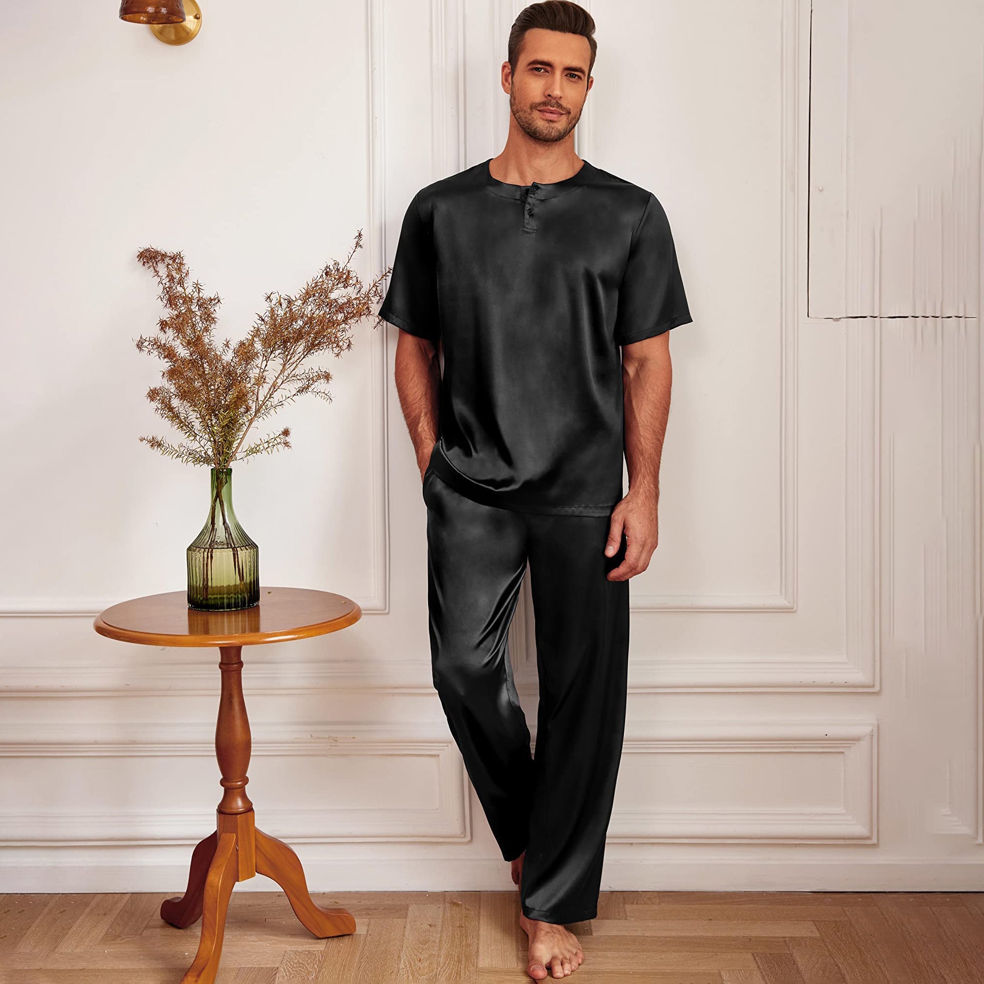 Men's Silk Pajamas set Simple & Comfortable Silk sleepwear - slipintosoft