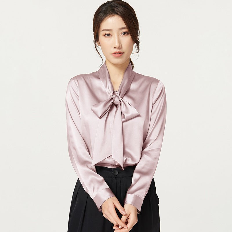 Bow-tie Neck Silk Blouse for women Silk Shirt