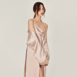 Luxury Silk Nightgown And Robe Set pink silk robe silk nightdress Sexy two piece silk set