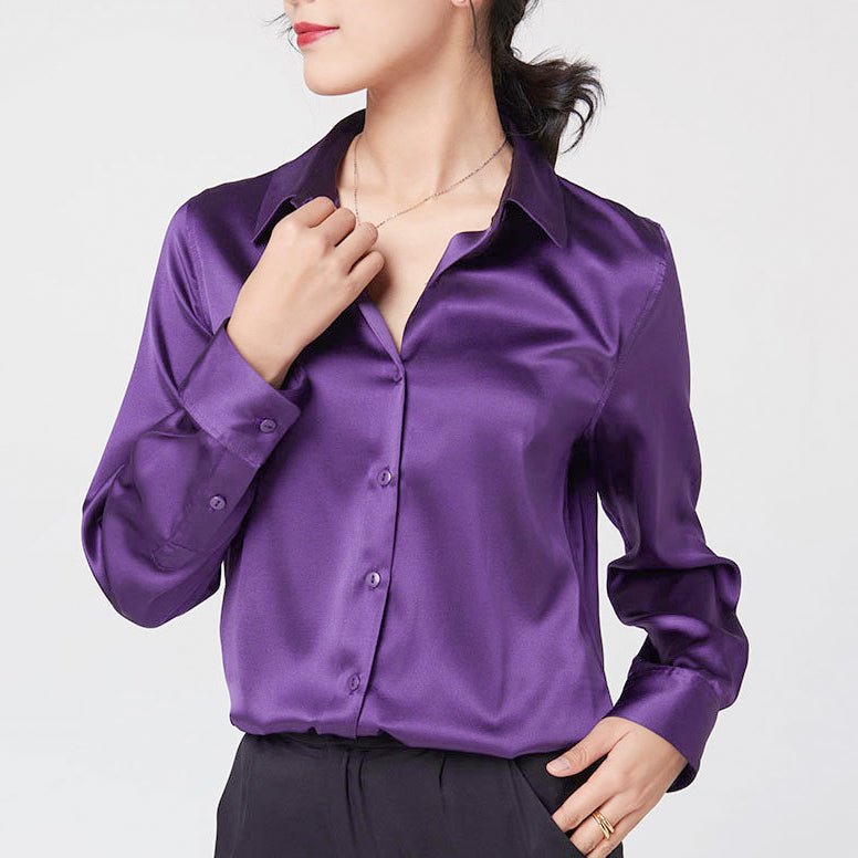 Silk Blouse for Women - Long Sleeves Cool Smooth Tops