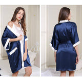 Silk robes for Women Luxury 100% Silk loungewear with Oblique Silk Bathrobe V-Neck Robe - slipintosoft