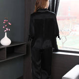 19 Momme Black Classic Silk Pajama Set for Women Luxury Silk Sleepwear 100% Silk PJS -  slipintosoft