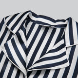 19 Momme Boys and Girls Long Silk Pajamas Set Toddler/Kids' Striped Nighties 2 Colors -  slipintosoft