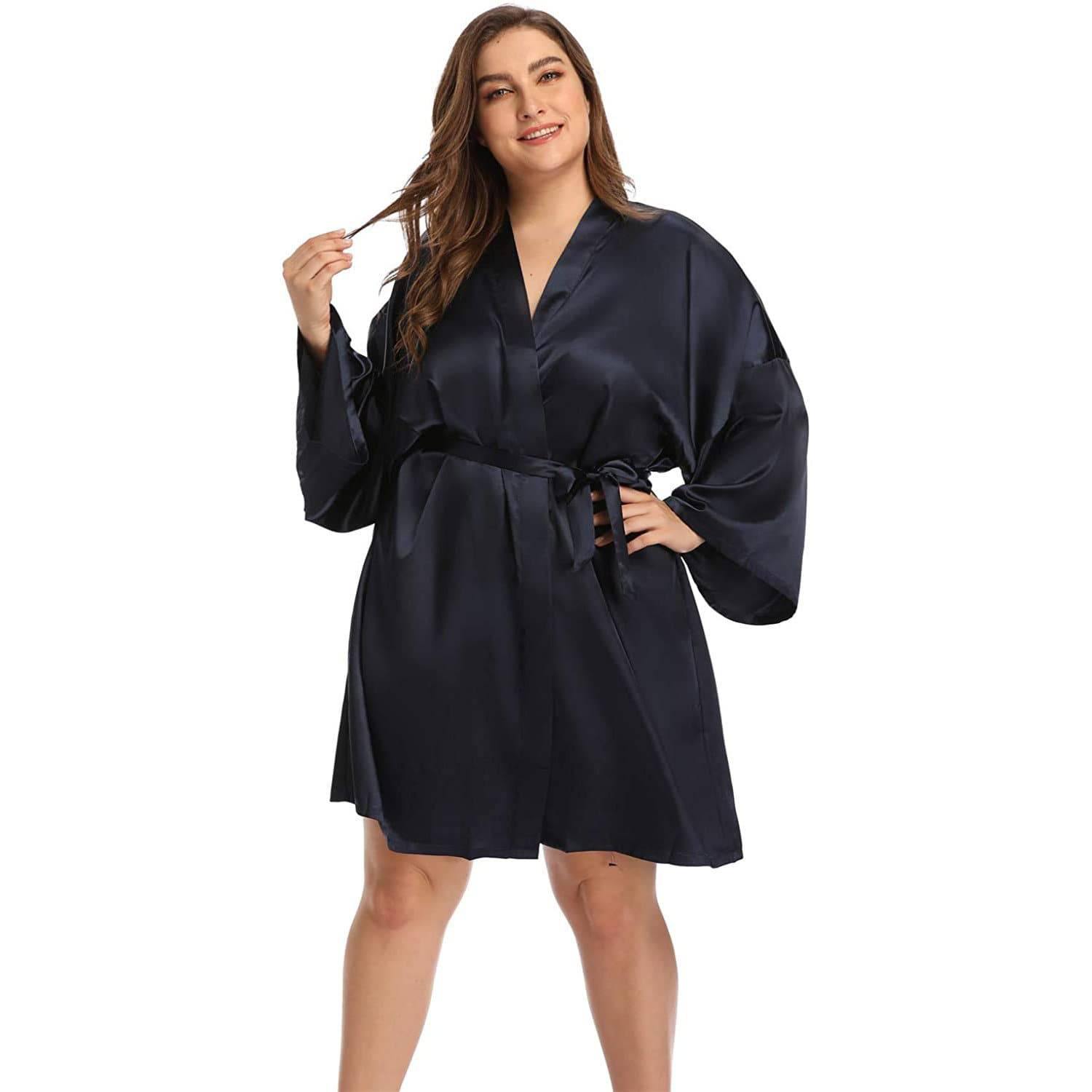 Plus Size Silk Robes For Women With Belt 100% Mulberry Silk Bathrobes