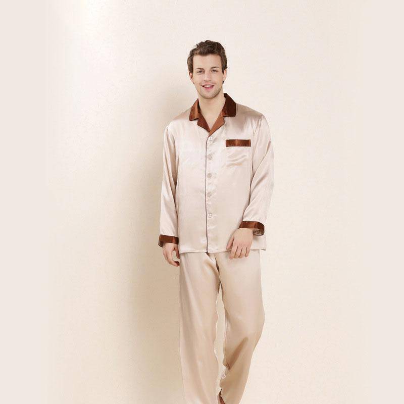 Men's Long Sleeved Silk Pajama Set  for Men Silk loungewear -  slipintosoft