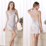 Short Silk Nightgown And Robe Set With Lace Trim -  slipintosoft