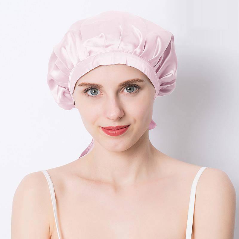 Silk Sleep Cap for Women Traceless Half Black Elastic 100 Real Mulberry Silk Flat Cap Sleeping for Hair -  slipintosoft