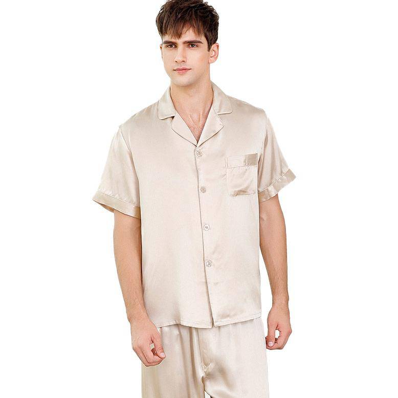 Men's Short Sleeve Silk Pajamas Set For Men Most Comfortable Silk Nightwear (multi-colors) XL XXL XXXL -  slipintosoft