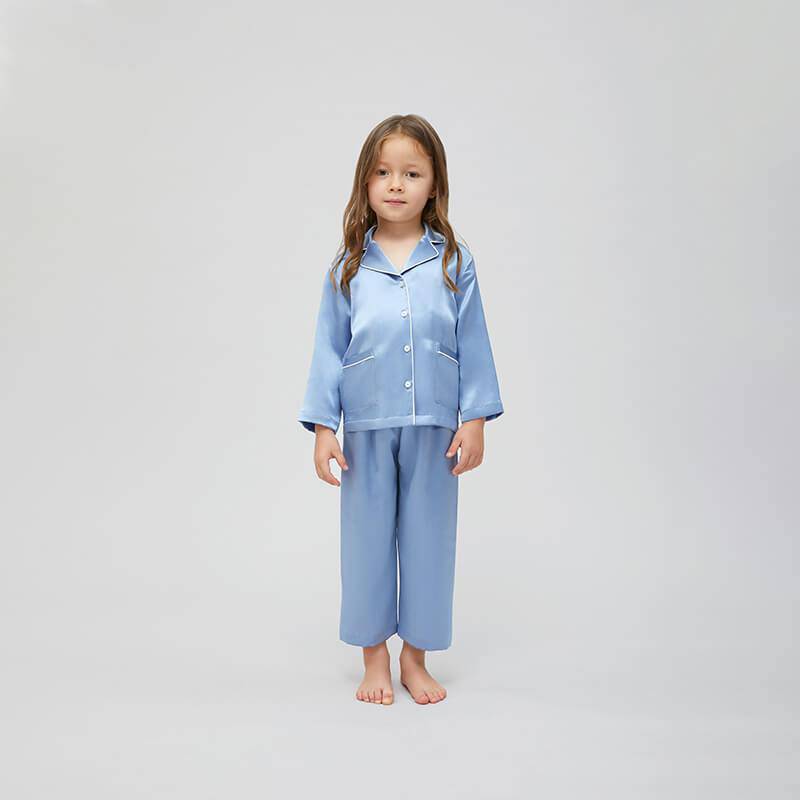Girls silk Pajamas Set Kid's Silk Pajamas Girls' Cute Long Sleeves Sil