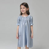 19 Momme Girls Princess Silk Nightgown Luxury Round Neck Sleep Dress for Children -  slipintosoft