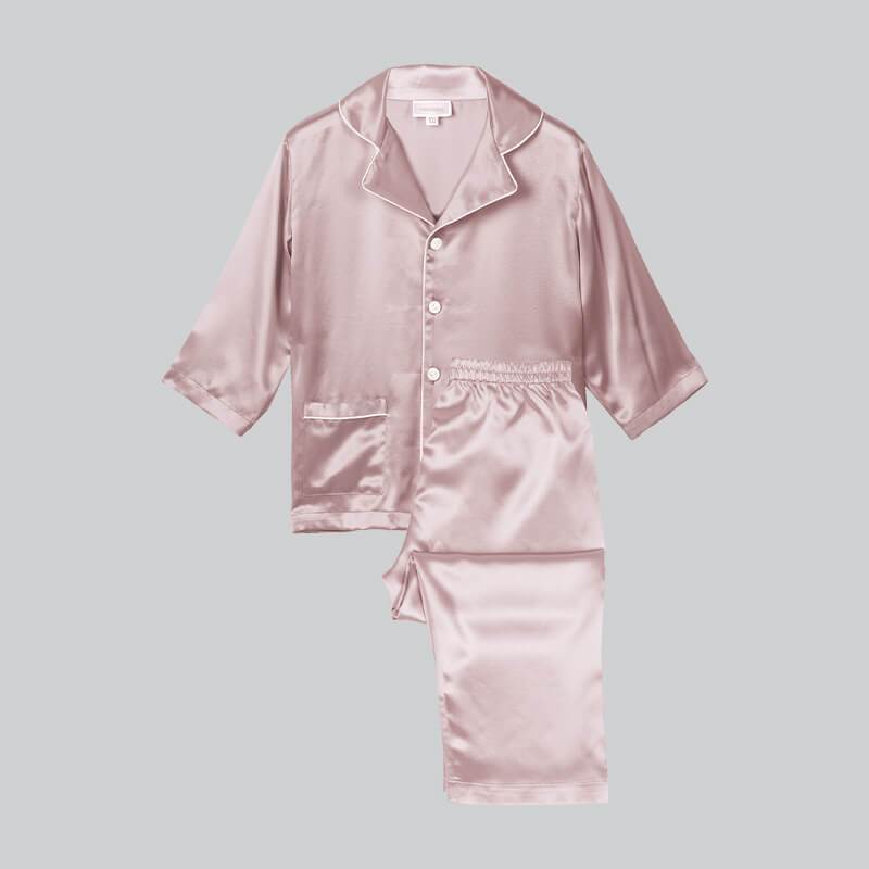 Girls silk Pajamas Set Kid's Silk Pajamas Girls' Cute Long Sleeves Silk  Sleepwear
