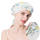 Floral Printed Silk Sleep Cap Silk Hair Wrapping Bonnet Silk Hair Cap For Sleeping