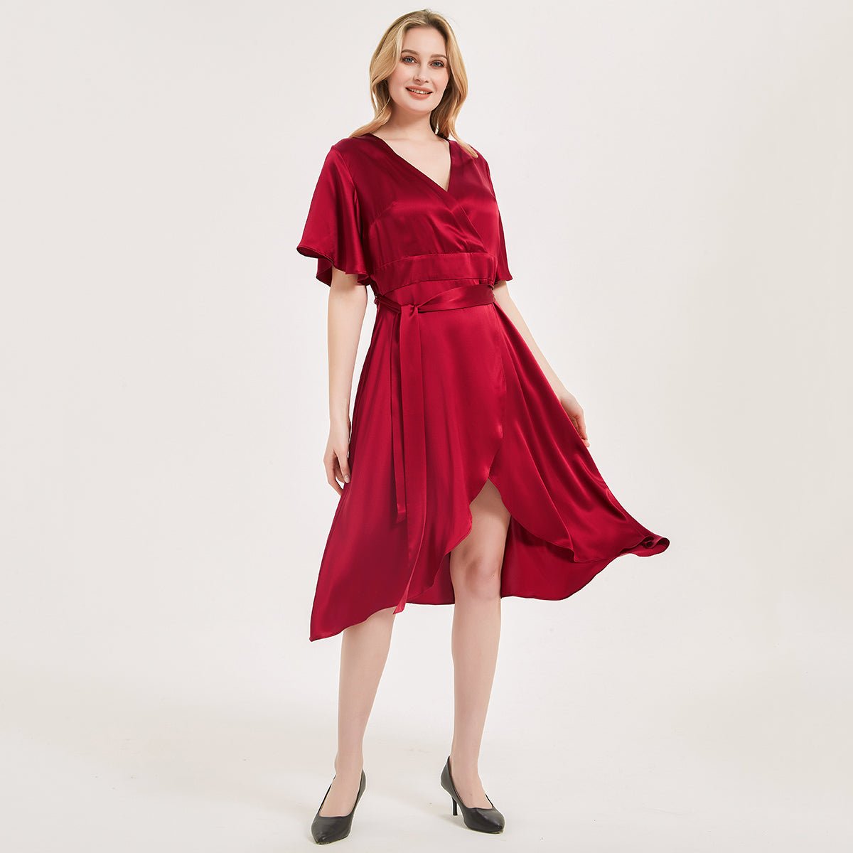 Women Silk Wrap Dress Pure 100% Real Mulberry Silk Dresses - slipintosoft