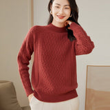 Women's Cable-Knit Cashmere Sweater Half Turtleneck Sweaters Jumpers - slipintosoft