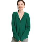 Women's Full Zip Hooded Cashmere Cardigan Long Sleeve Zip Up Cashmere Cardigan - slipintosoft