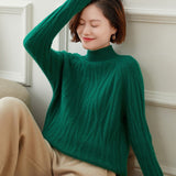 Women's Mock Neck Cashmere Sweater Classic Pullover Knit Tops - slipintosoft