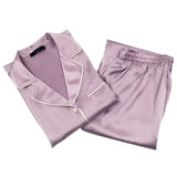 Womens Solid Color Silk Pajamas Set 19mm Classic Luxury Silk Sleepwear - slipintosoft