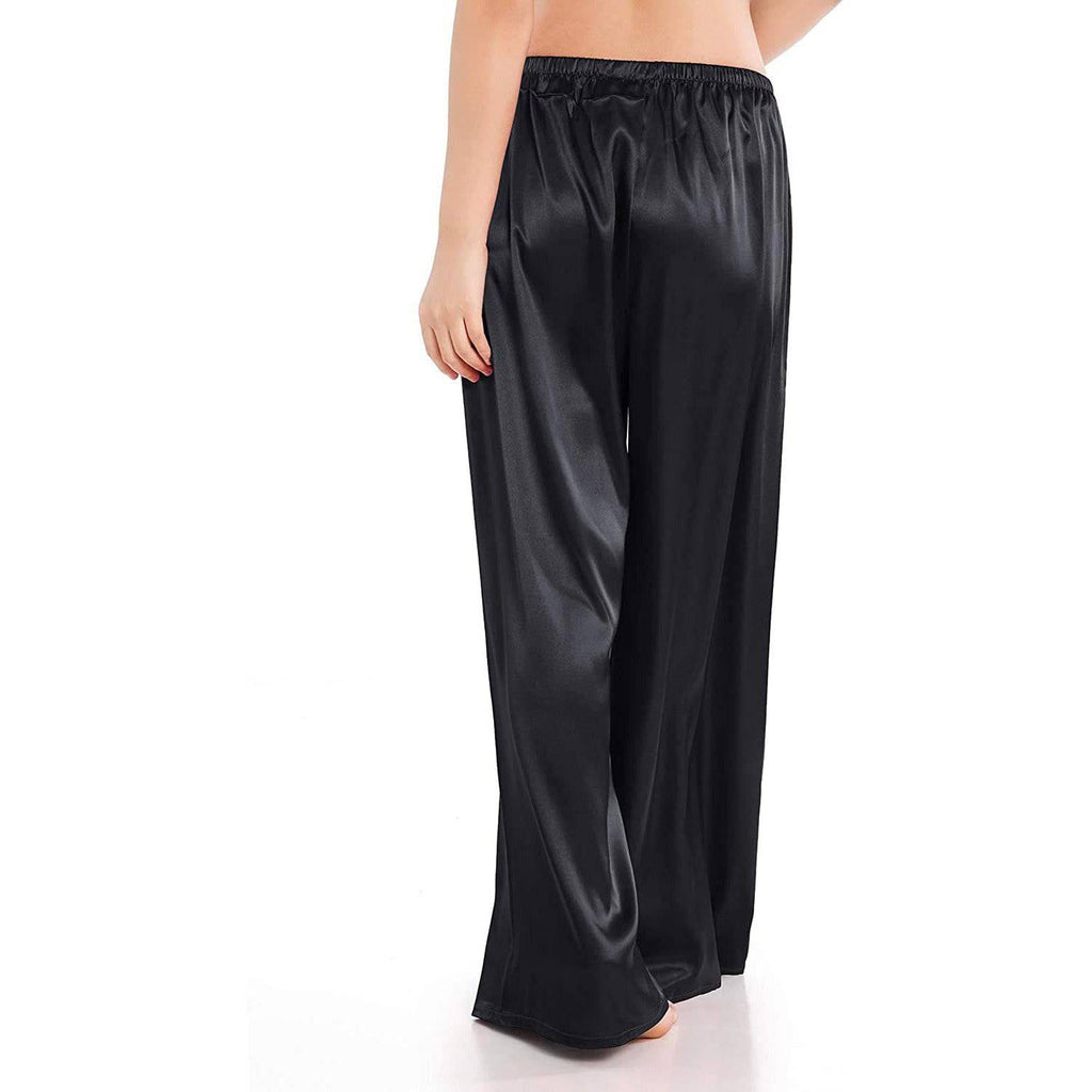 Womens Wide Leg Silk Pajama Pants Silk Casual Loose Elastic Waist Lounge Pants Pj Bottoms - slipintosoft